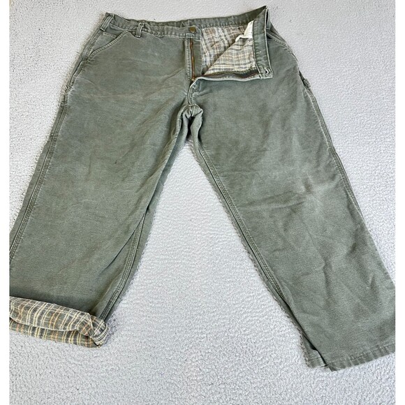 Carhartt Carpenter Pants 42x30 Flannel Lined Fits (38x26) Dungaree Fit B111 MOS - Picture 1 of 12